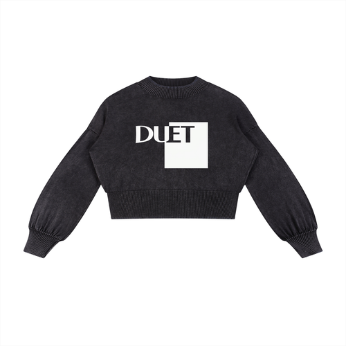 Mineral Wash Balloon Sleeve Cropped Sweater